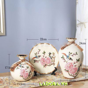 bình gốm sứ chim và hoa trang trí đẹp