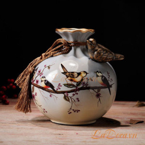 đồ trang trí bình gốm chim và hoa đẹp tại Ladora.vn