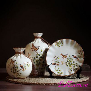 Mua Bình gốm sứ chim và hoa tại LaDora