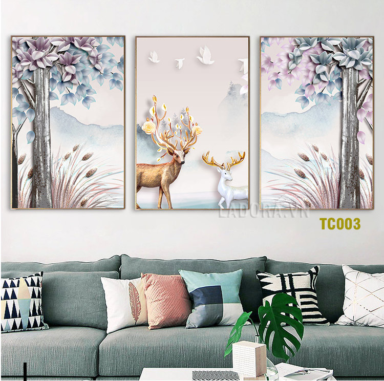Tranh treo tường trang trí cặp hươu TC003 tại ladora.com.vn