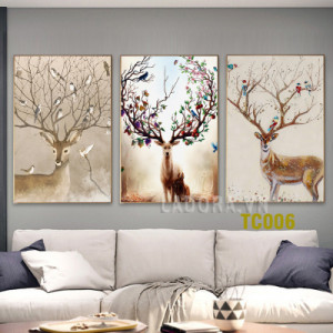 Tranh treo tường trang trí cặp hươu tại ladora.com.vn