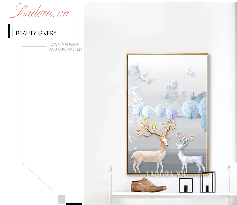 tranh cặp hươu tài lộc đẹp tại shop đồ decor LaDora
