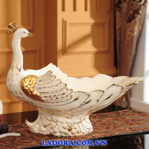 đĩa đựng trái cây chim công gốm sứ cao cấp