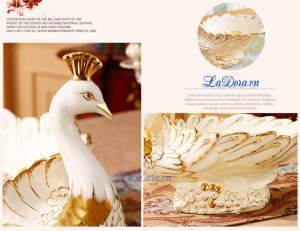 Đồ trang trí bàn ăn sang trọng và đẳng cấp đĩa đựng trái cây chim công tại ladora.com.vn