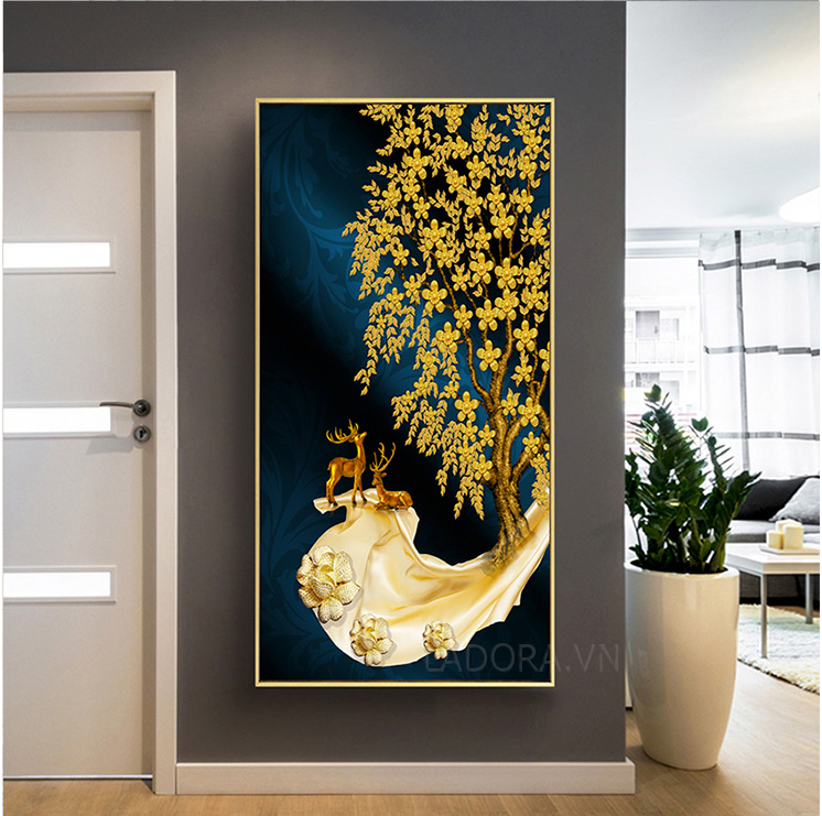 Tranh treo tường cặp hươu tài lộc TC010 tại ladora