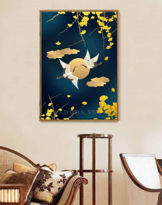 tranh tranh tường cặp hồng hạc tại Ladora