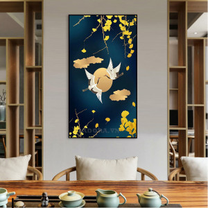 tranh tranh tường cặp hồng hạc tại Ladora