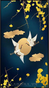 tranh tranh tường cặp hồng hạc tại Ladora