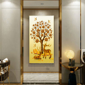 Tranh treo tường hươu tài lộc tại Ladora.vn
