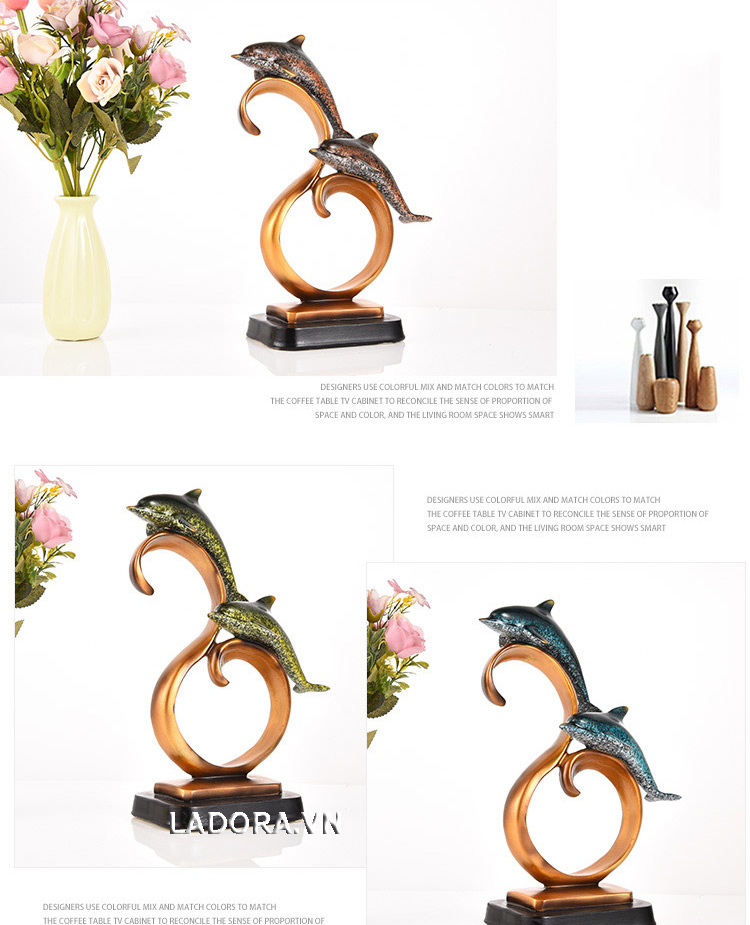 tượng cá heo trang trí bàn tại cửa hàng bán đồ trang trí nhà đẹp ladora