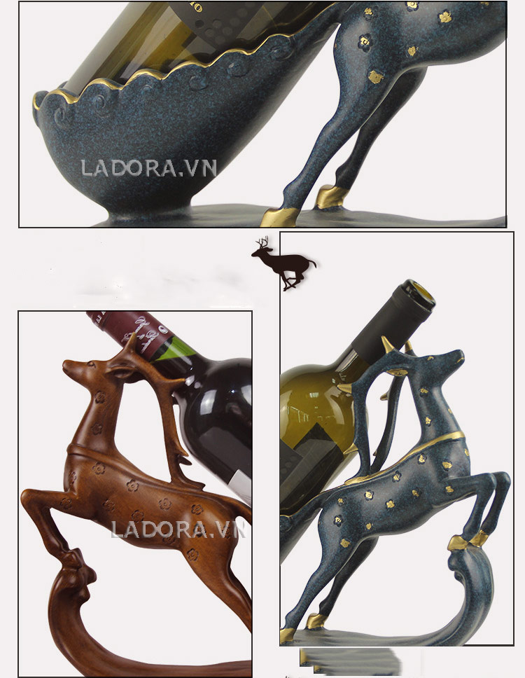 Quà tặng giá để rượu tuần lộc để bàn tại Ladora shop