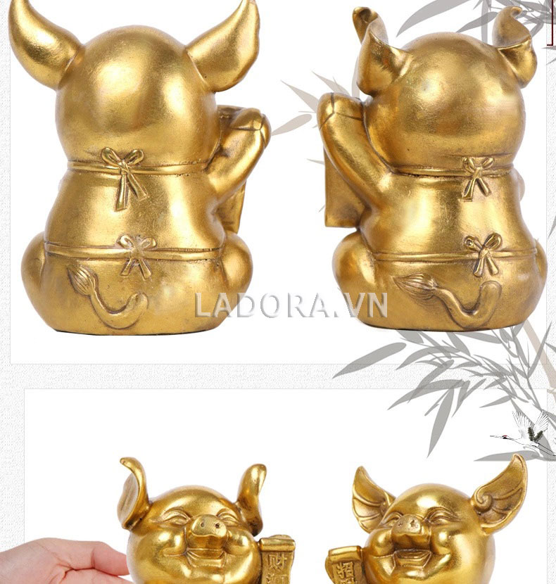 cặp lợn tài lộc trang trí phòng khách, bàn làm việc