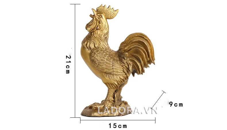 kích thước tượng gà để bàn bằng đồng tại ladora shop