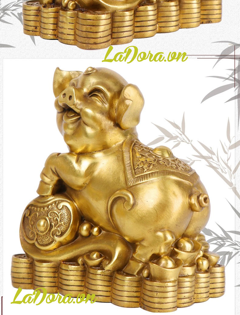 Tượng con lợn trang trí phòng khách tại ladora