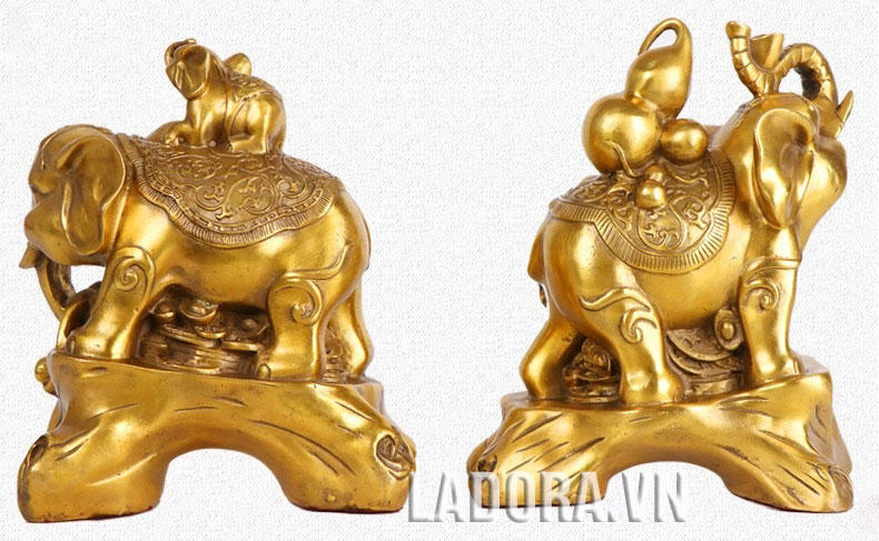 tượng con voi phong thủy - shop bán đồ đồng đẹp ladora