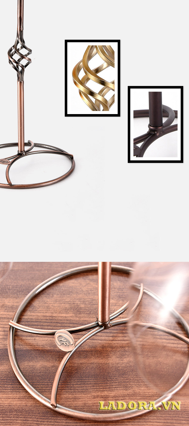 đường nét và kết cấu trên chiếc giá ly tại ladora shop