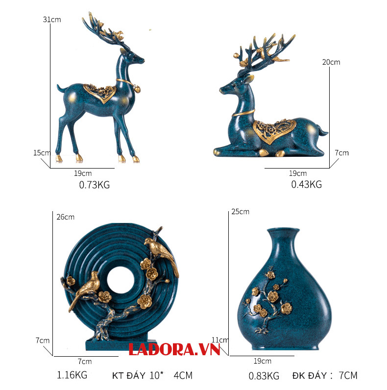 kích thước hươu và bình hoa tại shop bán đồ trang trí nội thất nhà đẹp Ladora