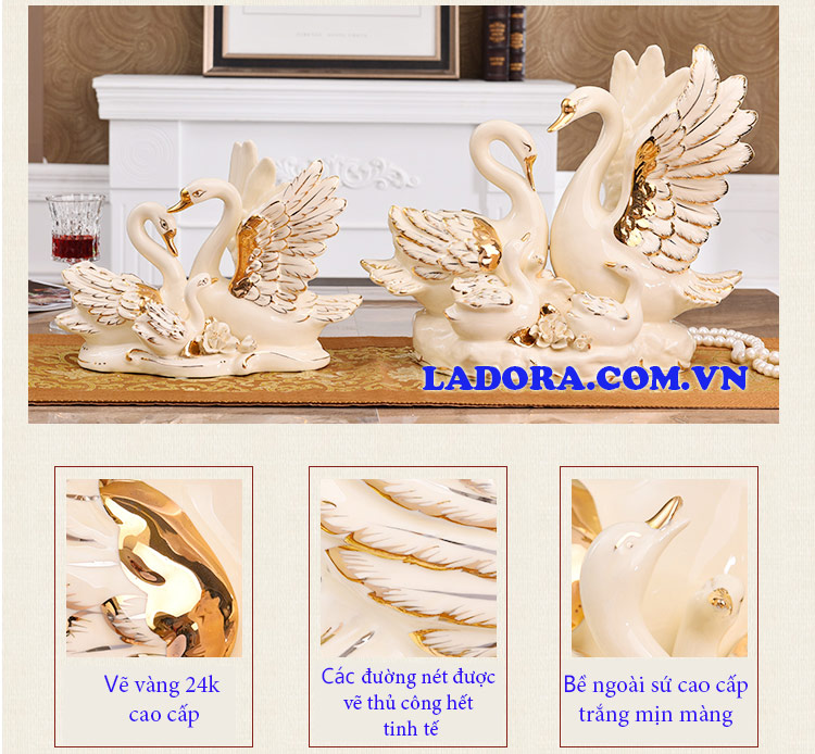 trang trí phòng khách sang trọng với gia đình chim thiên nga tại ladora shop ở hà nội