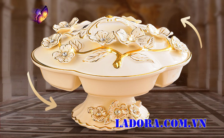 khay mứt có thể xoay tròn để mời khách - ladora shop bán đồ trang trí nhà ở hà nội