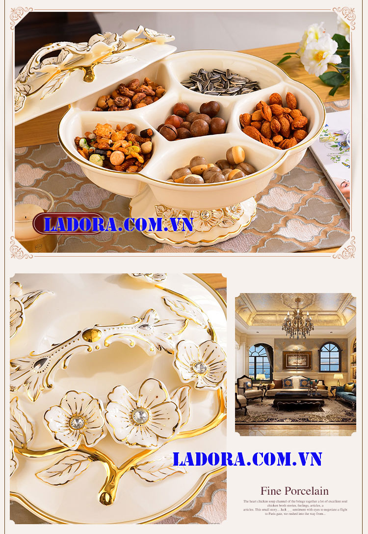 khay mứt trang trí phòng khách sang trọng tại ladora shop ở hà nội