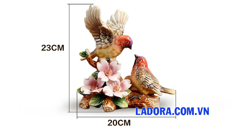 kích thước đôi chim uyên ương tại ladora shop ở hà nội