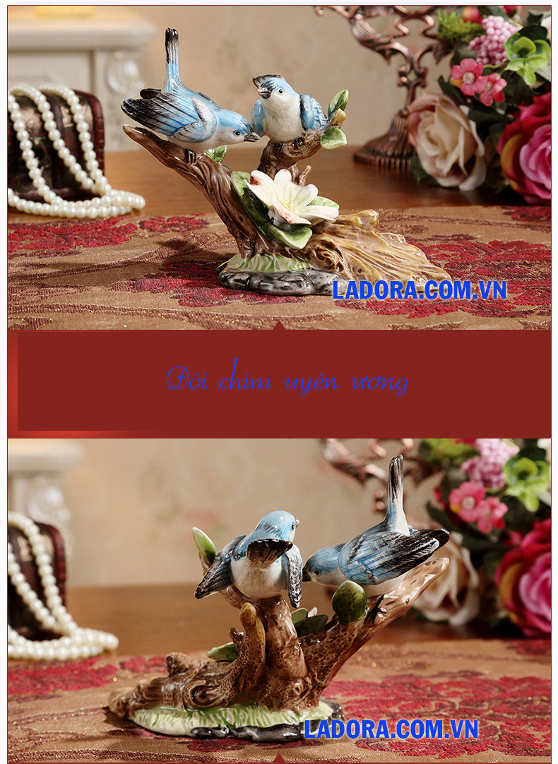 đôi chim làm từ sứ cao cấp tại ladora shop
