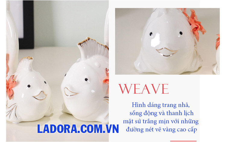 trang trí nhà đẹp với đôi cá vàng gốm sứ tại ladora shop ở hà nội