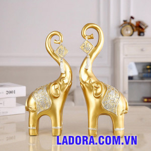 đồ trang trí cặp voi phú quý tại ladora.com.vn