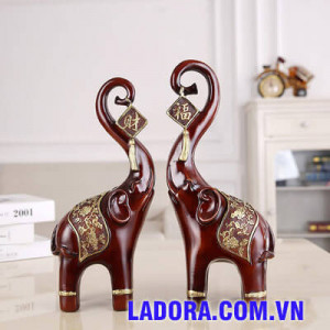 đồ trang trí cặp voi phú quý tại ladora.com.vn