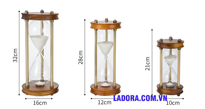 kích thước đồng hồ cát tại ladora shop