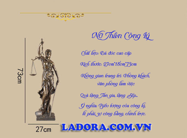 kích thước tượng nữ thần công lý tại ladora shop