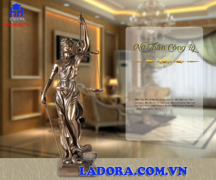 decor trang trí tượng nữ thần công lý