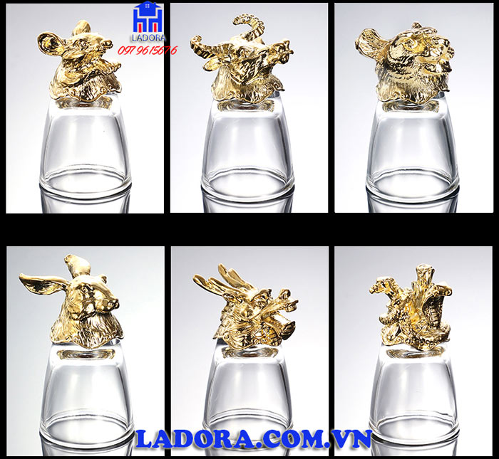 bộ ly rượu 12 con giáp độc đáo sang trọng