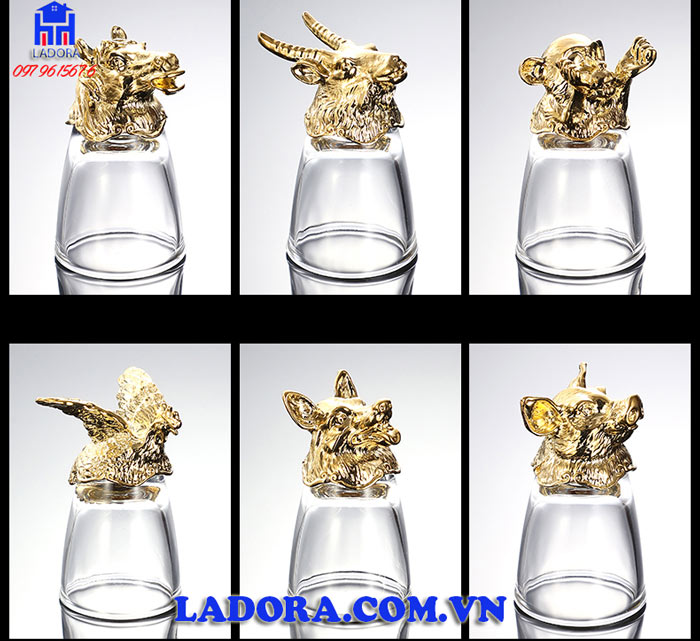 bộ ly rượu 12 con giáp độc đáo sang trọng