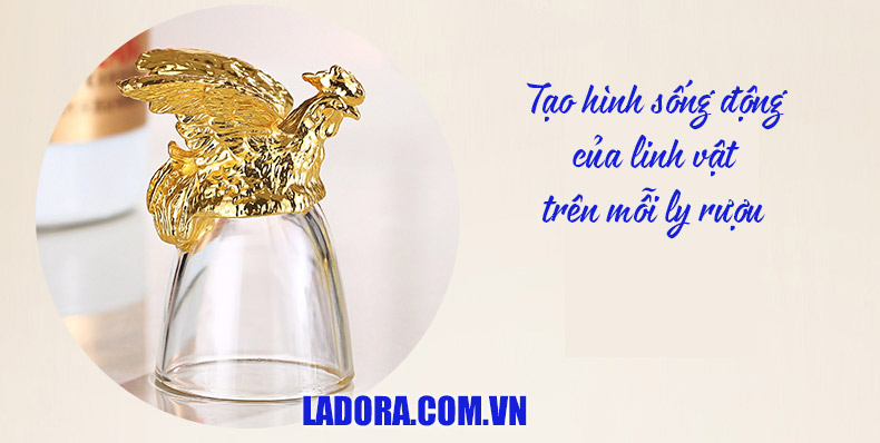 tạo hình sống động trên mỗi linh vật gắn trên chén rượu - ladora shop ở hà nội