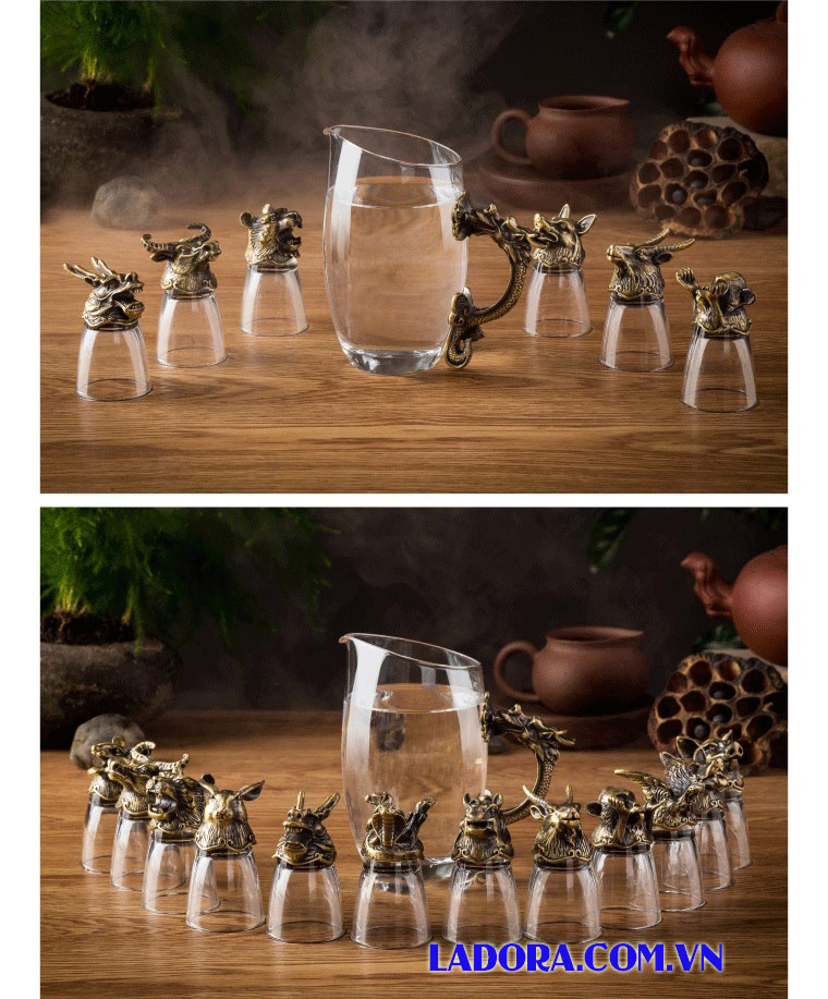 bộ ly rượu 12 con giáp đẹp và độc đáo tại ladora shop