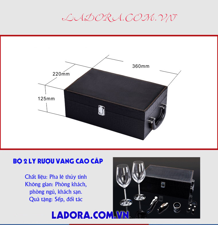 kích thước bộ đôi ly rượu tại ladora shop ở hà nội