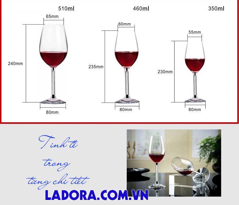 kích thước bộ ly đẹp tại ladora shop ở hà nội