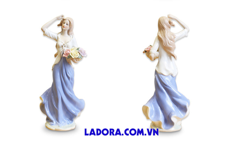 tượng thiếu nữ gốm sứ duyên dáng xinh đẹp tại ladora shop
