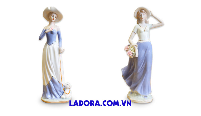 tượng thiếu nữ gốm sứ duyên dáng xinh đẹp tại ladora shop