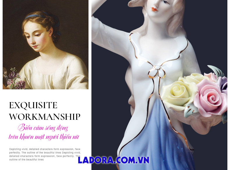 tượng thiếu nữ gốm sứ xinh đẹp và duyên dáng tại shop bán đồ trang trí nhà ladora ở hà nội