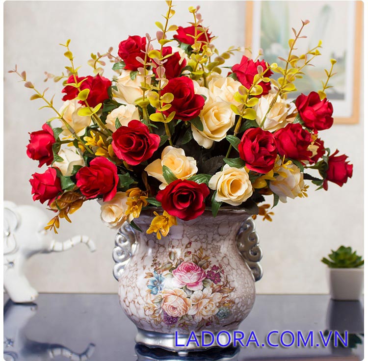 Bình hoa lụa trang trí phòng khách, phòng ngủ đẹp tại Ladora.com.vn