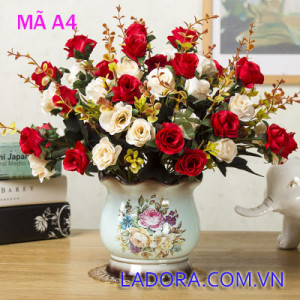 bình hoa hồng trang trí phòng khách phòng ngủ tại ladora shop ở hà nội