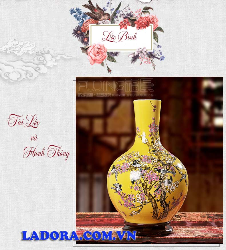 bình hoa với họa tiết cổ điển sang trọng tại ladora shop đồ decor