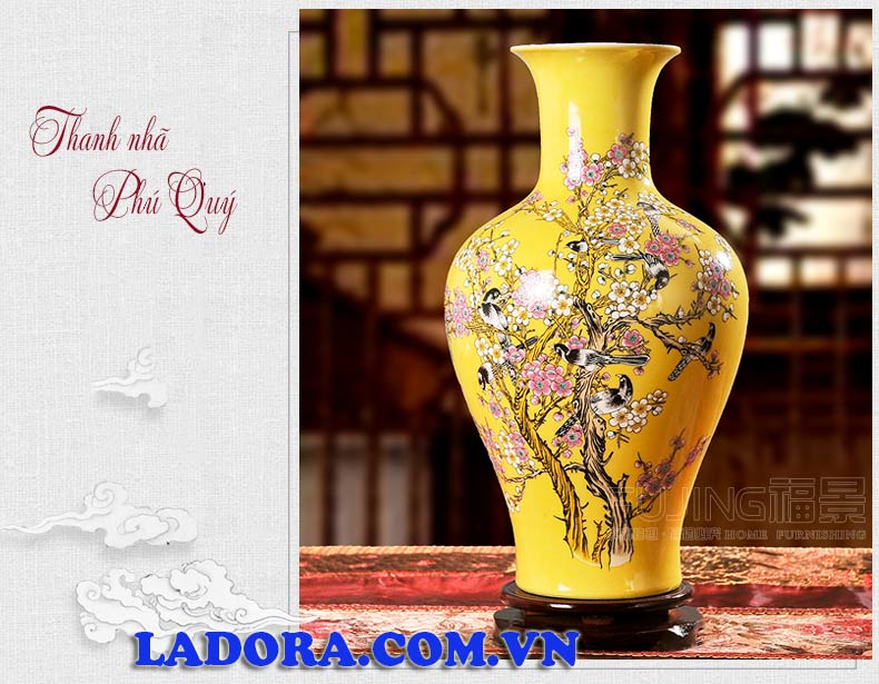 bình hoa với họa tiết cổ điển sang trọng tại ladora shop đồ decor