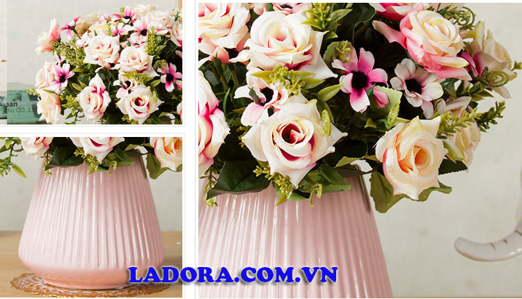 hoa hồng lụa đẹp tại ladora shop đồ decor trang trí phòng khách