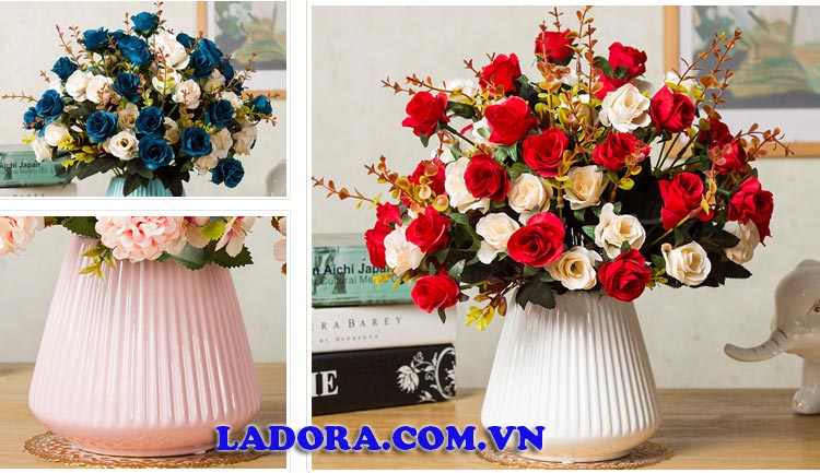 hoa hồng lụa đẹp tại ladora shop đồ decor trang trí phòng khách