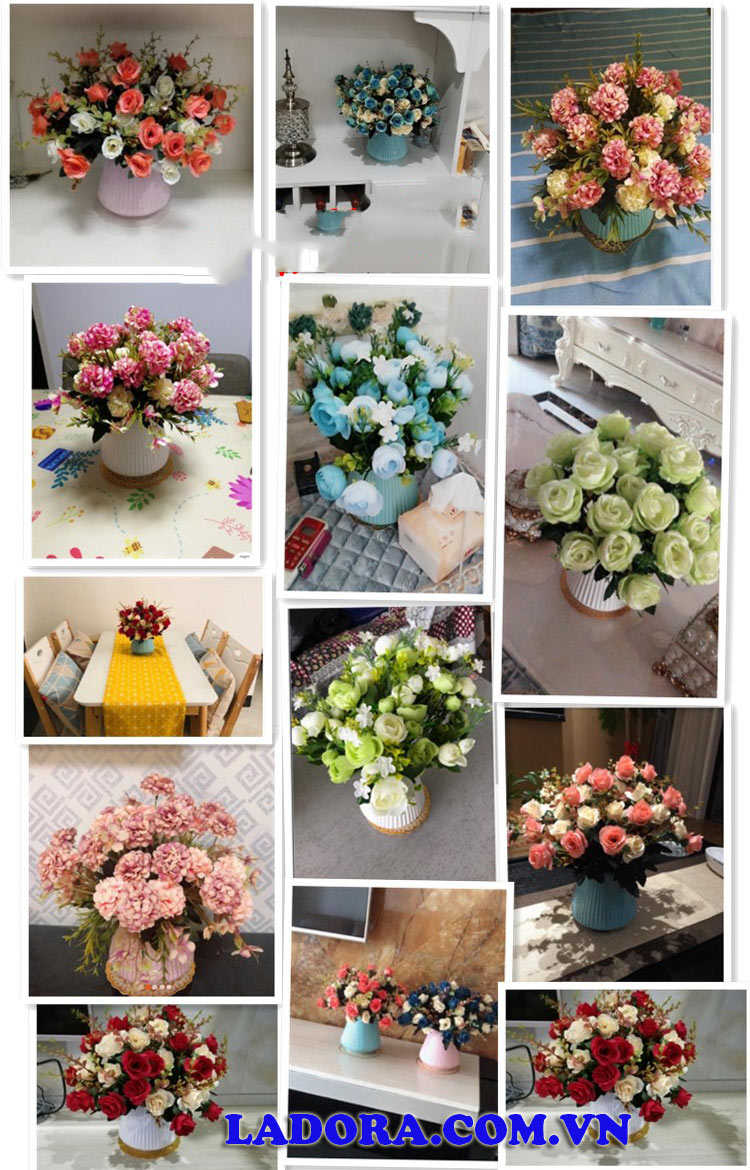 lọ hoa lụa trang trí phòng khách, phòng ngủ tại ladora shop đồ decor trang trí nhà