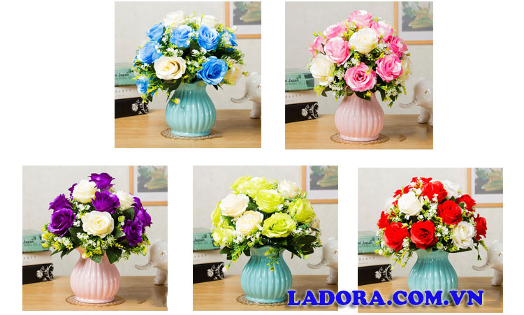 hoa lụa đẹp tại ladora shop đồ decor trang trí ở hà nội