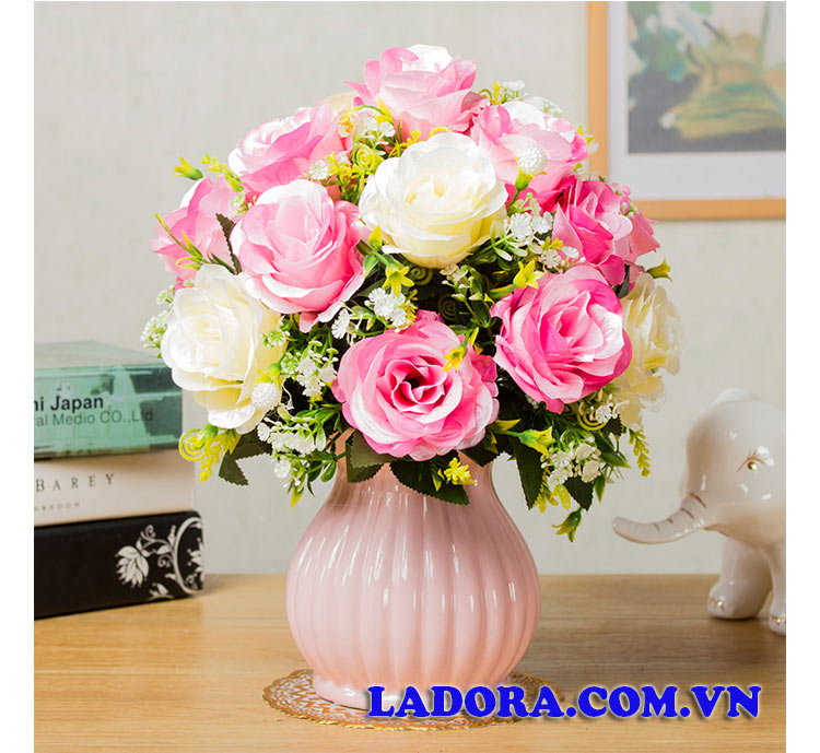 hoa lụa đẹp tại ladora shop đồ decor trang trí ở hà nội